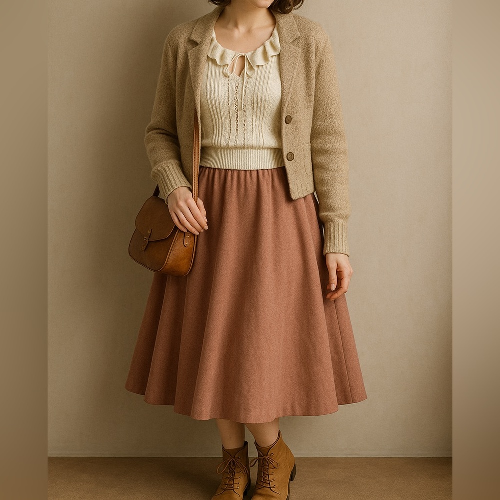 H&M Cream Sweater Ruffle collar Romantic - Picture 2 of 5